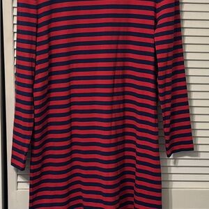 Vineyard Vines Red and Navy Striped Midi Dress